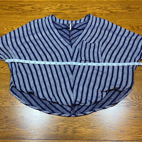 Free People Top Morning OB642024 Navy White Stripe Rayon XS - Picture 5 of 12